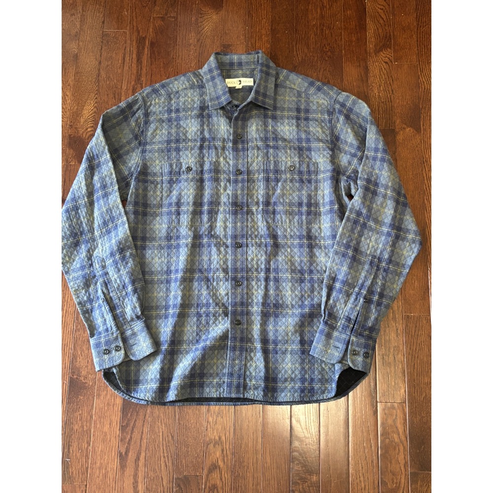 Duck Head Westover Quilted Plaid Shirt Mens M Blue Green Cotton D11044